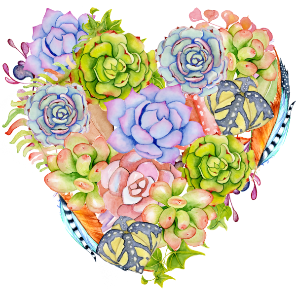 Kelebekli ve Tüylü Sukulent Kalp - Image 1