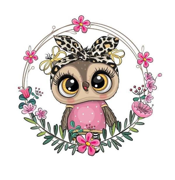 Leopar Bandanalı Baykuş Duvar Stickerı - Image 1