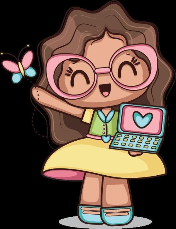 Bilgisayarlı Kız ve Kelebek Duvar Stickerı - Image 1