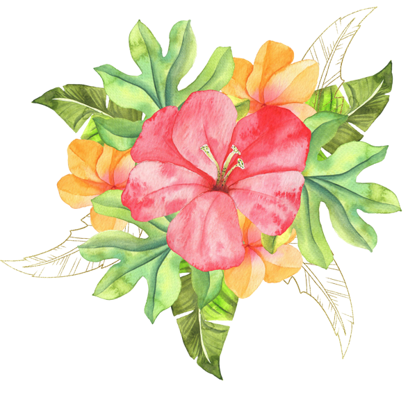 Kırmızı ve Turuncu Tropikal Çiçekler - Image 1