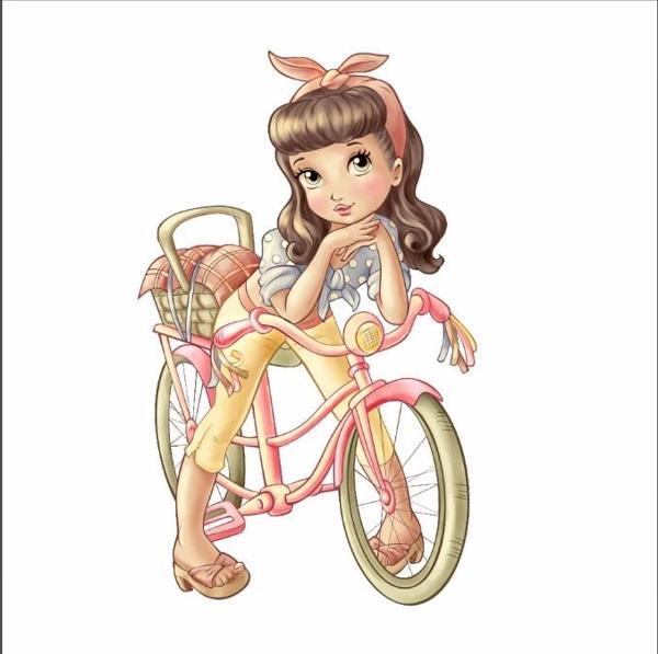 Bisikletli Kız Duvar Sticker - Image 1