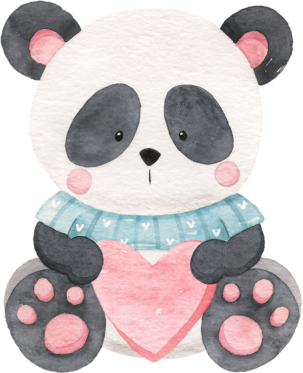 Kalp Tutan Mavi Kazaklı Panda Duvar Stickerı - Image 1