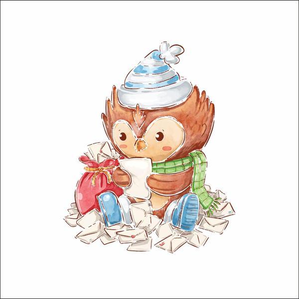 Mektup Okuyan Baykuş Sticker - Image 1