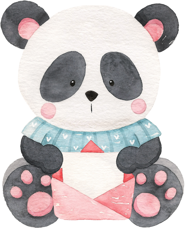 Mavi Kazaklı Panda ve Zarf Duvar Stickerı - Image 1