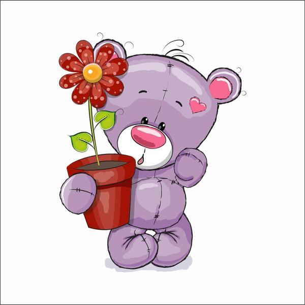 Kırmızı Çiçekli Ayıcık Sticker - Image 1