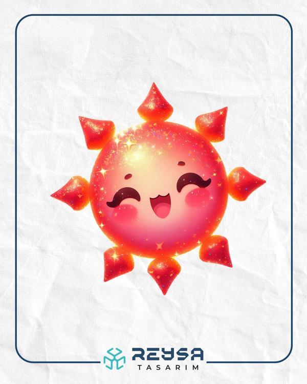 Mor-Turuncu Işıltılı Güneş Duvar Stickerı - Image 1