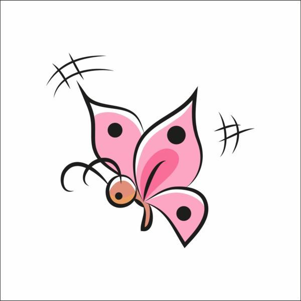 Pembe Çizim Kelebek Sticker - Image 1