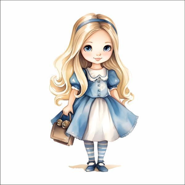 Mavi Elbiseli Masal Kızı Duvar Stickerı - Image 1