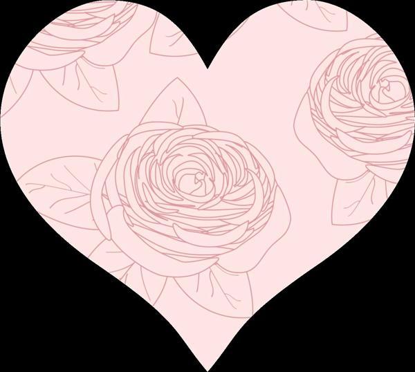 Pembe Güllü Kalp Duvar Stickerı - Image 1