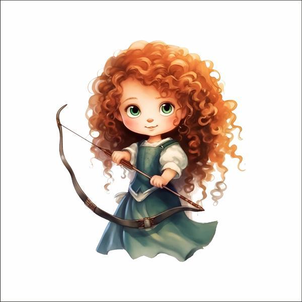 Okçu Cesur Kız Karakter Duvar Stickerı - Image 1