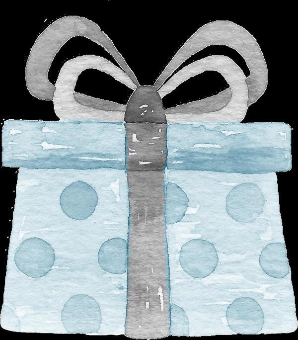 Puantiyeli Mavi Hediye Kutusu Duvar Stickerı - Image 1