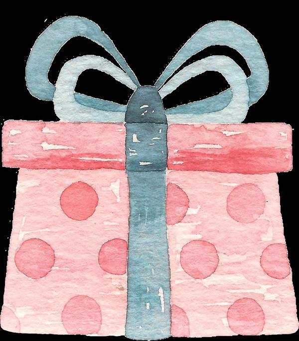 Puantiyeli Pembe Hediye Kutusu Duvar Stickerı - Image 1