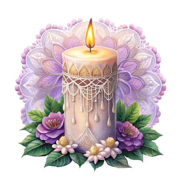 Şapkalı ve Dantelli Mum Duvar Stickerı - Image 1