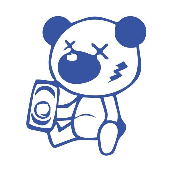 Sarhoş Panda Sticker 17x17 Cm Mavi - Image 1