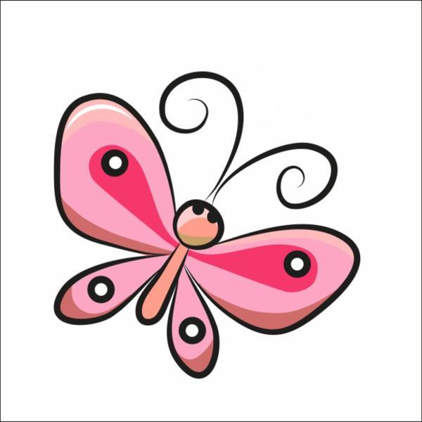Pembe Çizim Kelebek Sticker - Image 1
