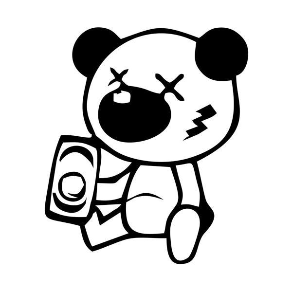 Sarhoş Panda Sticker 17x17 Cm Siyah - Image 1