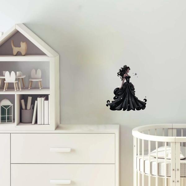 Siyah Elbiseli Prenses Duvar Sticker'ı - Image 1