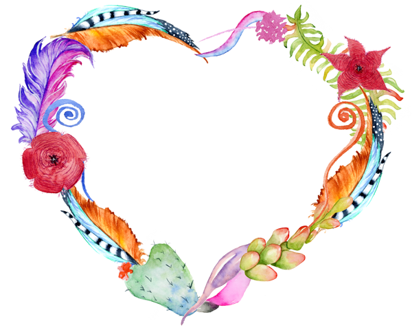 Tüylü ve Çiçekli Kalp Çerçeve - Image 1