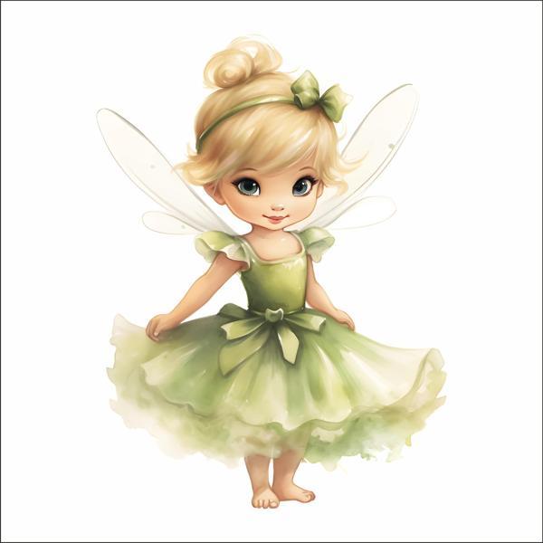 Yeşil Peri Kanatlı Kız Duvar Stickerı - Image 1