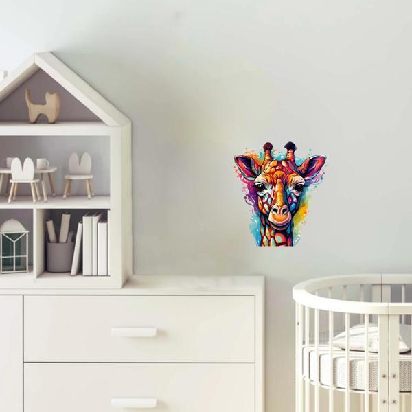 Sıvı Boya Sıçramış Zürafa Kafası Duvar Sticker'ı - Image 1