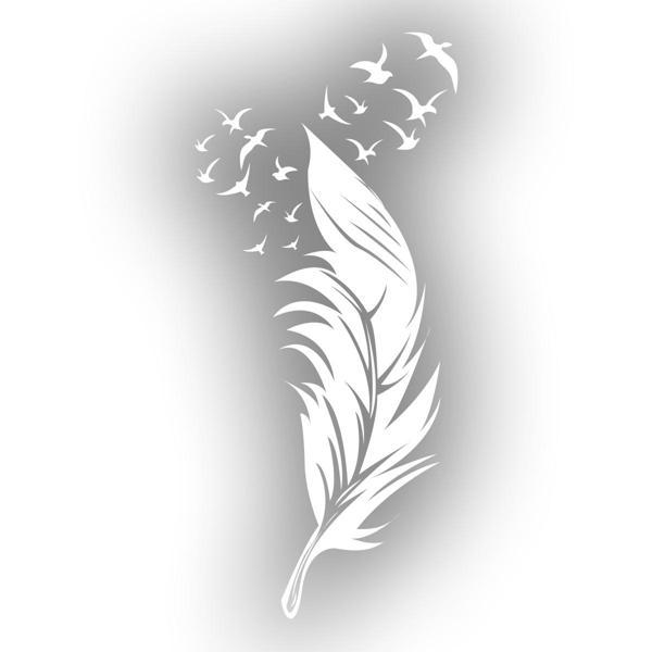 Tüyden Uçan Kuşlar Sticker 17x17 Cm Beyaz - Image 1