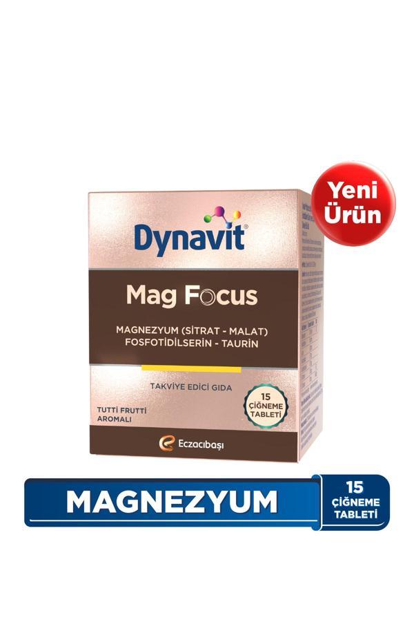 Dynavit Mag Focus 15 Çiğneme Tab - Magnezyum Malat & Sitrat, Fosfotidilserin, B6 & B12 Vitamini - Odaklanma - Image 1