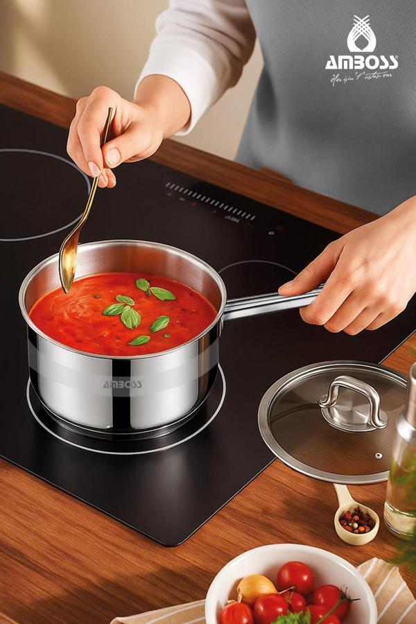 Saphire Paslanmaz Çelik Cam Kapaklı Sosluk,Sütlük 16 Cm - Image 1