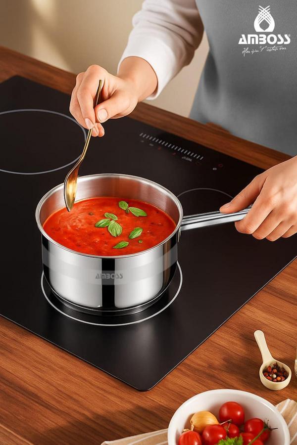 Saphire Paslanmaz Çelik Cam Kapaklı Sosluk Sütlük 18 Cm - Image 1