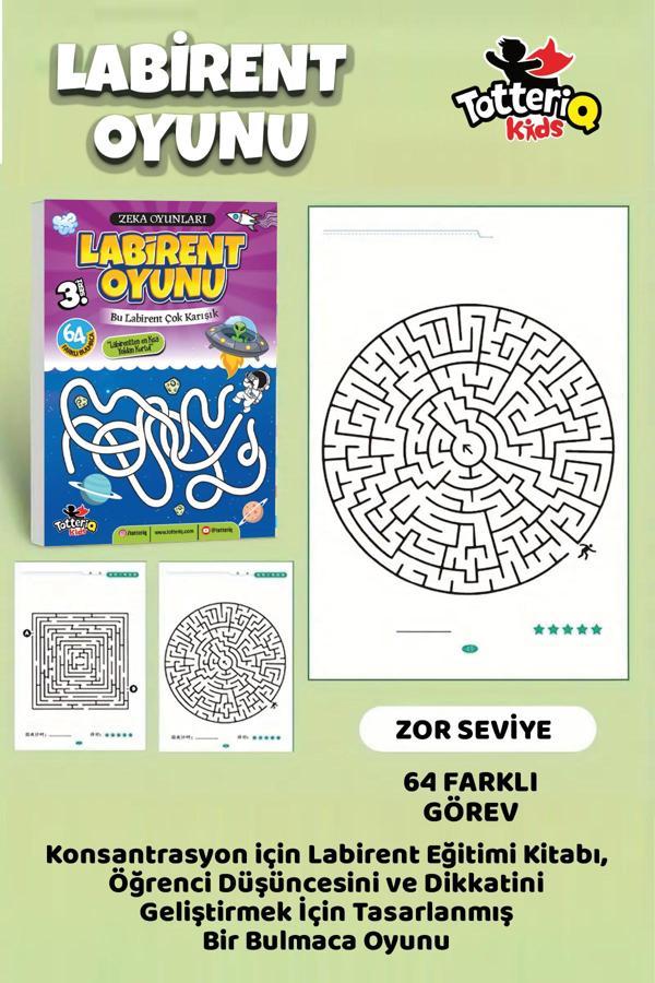 Totteriq Labirent Oyunu 3. Seviye – 64 Görevlik Zor Zeka Ve Dikkat Geliştirme Seti - Image 1