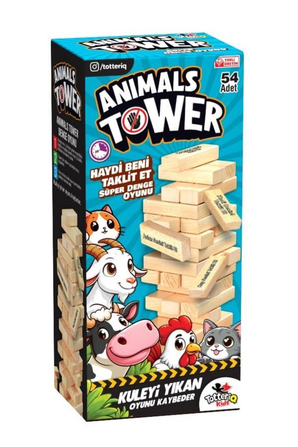 Totteriq Animals Cezalı Jenga Tower Denge Oyunu 54 Adet Farklı Hayvan Taklidi - Image 1