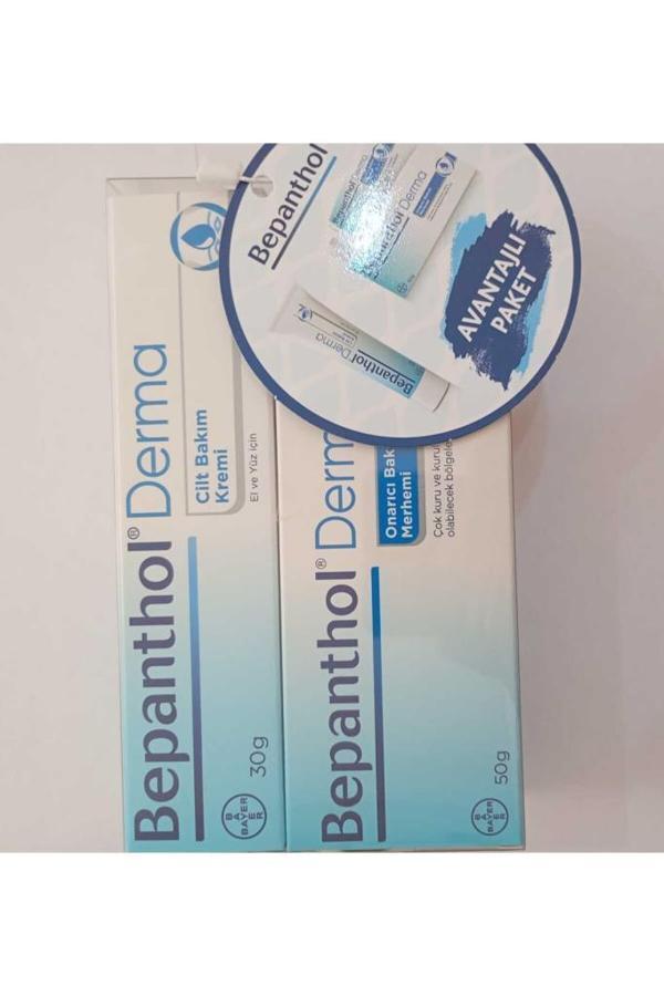 Bepanthol Derma Cilt Bakım Kremi 30 Gr + Derma Onarıcı Bakım Merhemi 50 Gr - İKİLİ SET - Image 1