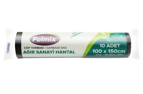 Omnipazr Polmix Ağır Hantal 100x150 cm Çöp Poşeti 10 Rulo 100 Ad 8 Kg Siyah - Image 1