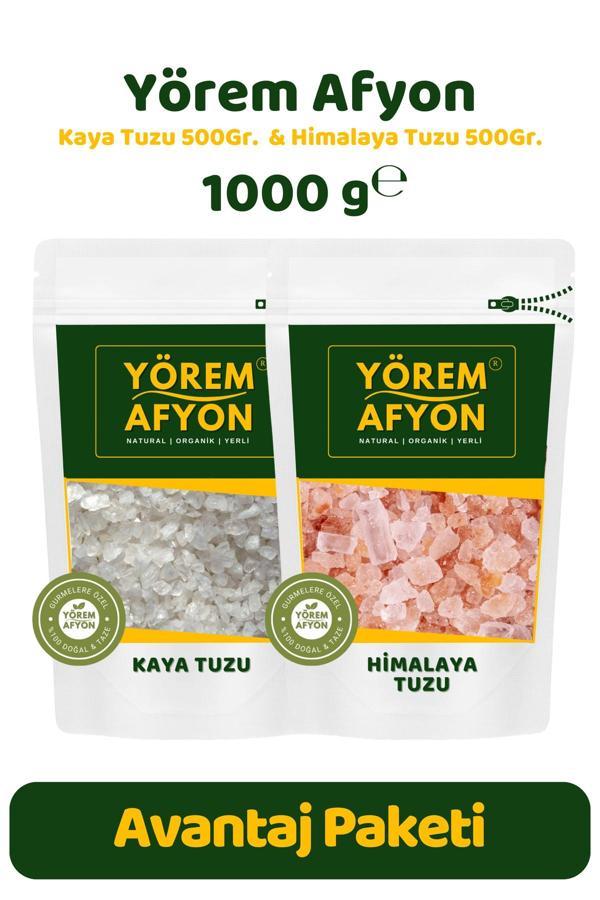 Gülçehre Yörem Afyon Rafine Edilmemiş Mineral Deposu Kaya & Himalaya Tuz 2'Li Avantajlı Set | 1000Gr. - Image 1