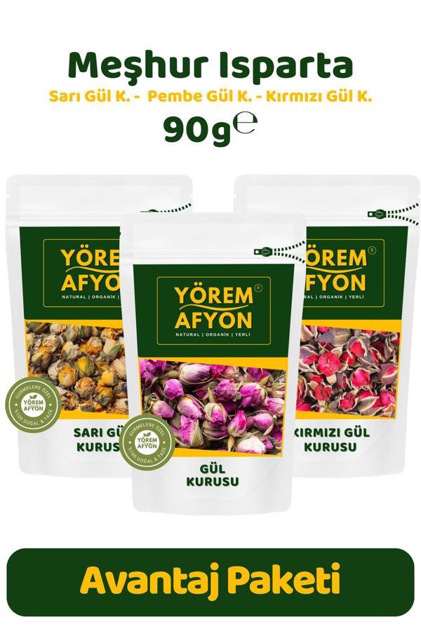 Gülçehre Yörem Afyon Meşhur Isparta Tomurcuk Kokulu Gül Kurusu 3'Lü Avantajlı Set | 90Gr. - Image 1