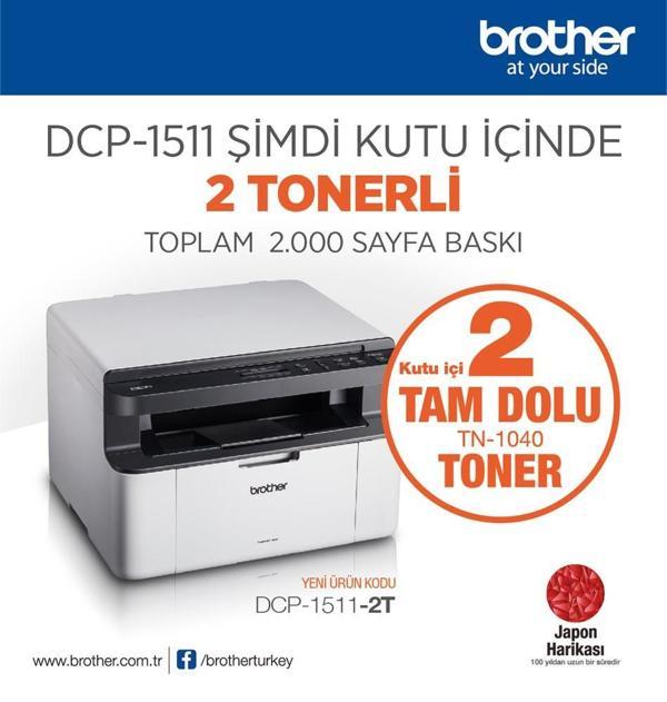 BROTHER DCP-1511-2T MONO LAZER YAZ/TAR/FOT (2 TAM DOLU TONER) - Image 1