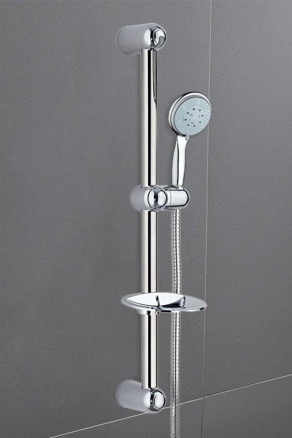 Sürgülü Duş Seti Lüks Krom Sürgü ve Sabunluk Örgülü Hortum Duş Seti - Image 1