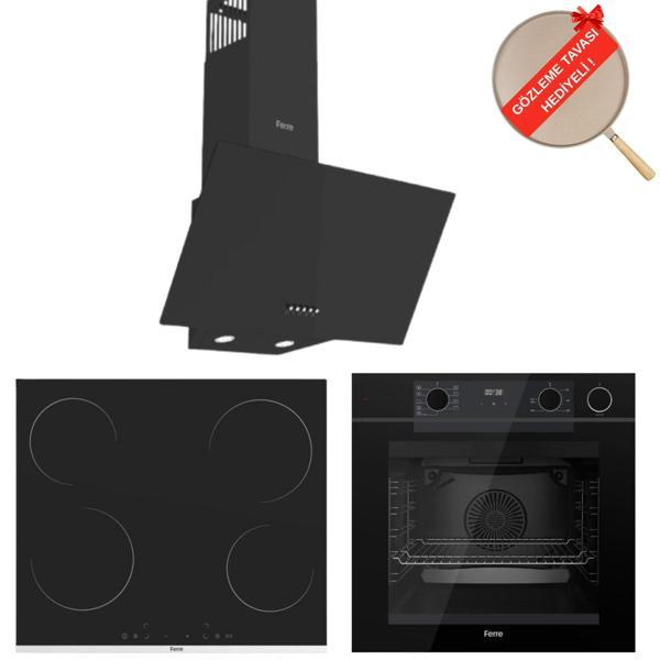 Ferre FryArt&Buharlı Fırın Grano FlowArt Elektrikli 3'lü Siyah Ank. Set (D086 + MS261 + QEP64CS) - Image 1