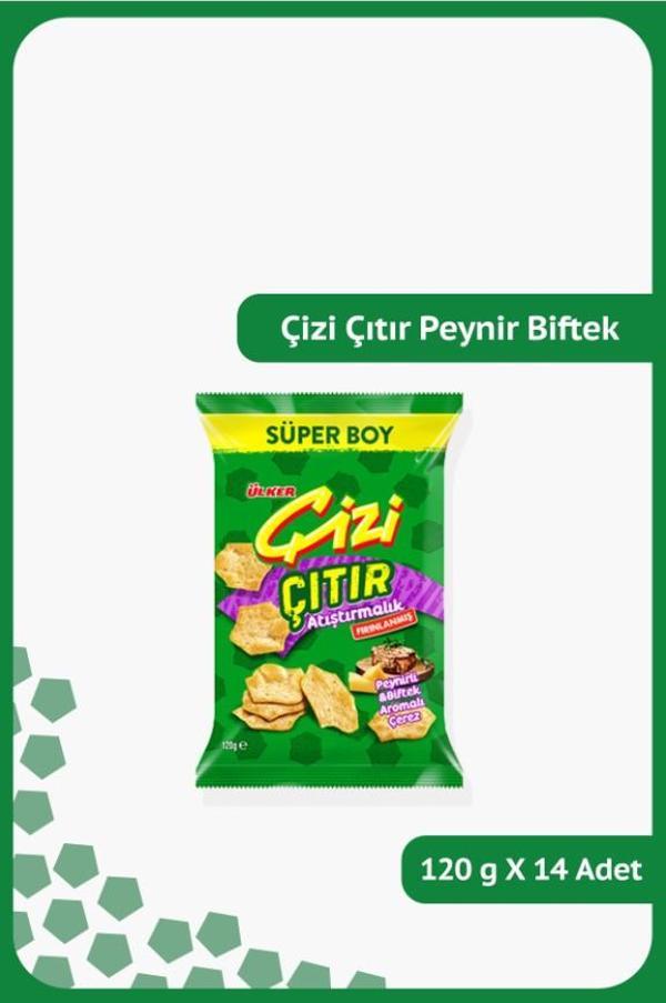 ÇİZİ ÇITIR Peynirli & Biftek Aromalı Çerez - Atıştırmalık - 120 gram - 14 Adet - Image 1