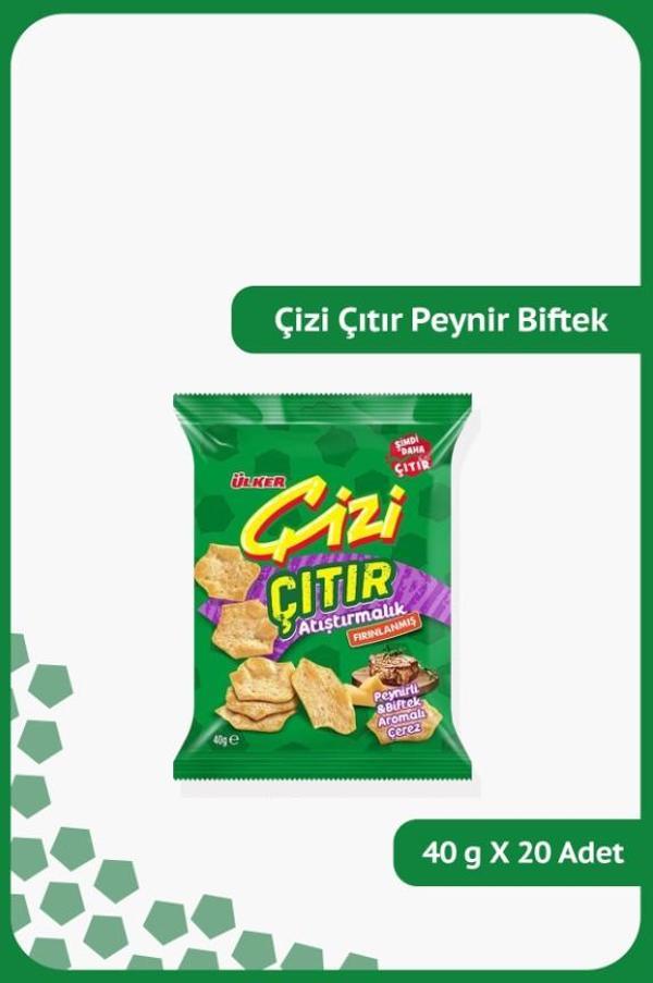 ÇİZİ ÇITIR Peynirli & Biftek Aromalı Çerez - Atıştırmalık - 40 gram - 20 Adet - Image 1