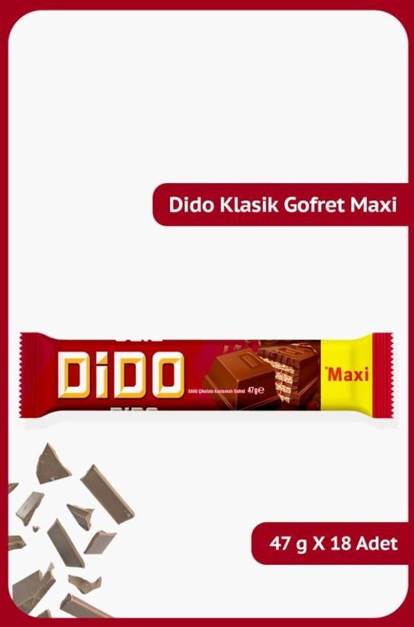 Dido Klasik Maxi - Sütlü Çikolata Kaplamalı Gofret - 47 gram - 18 Adet - Image 1