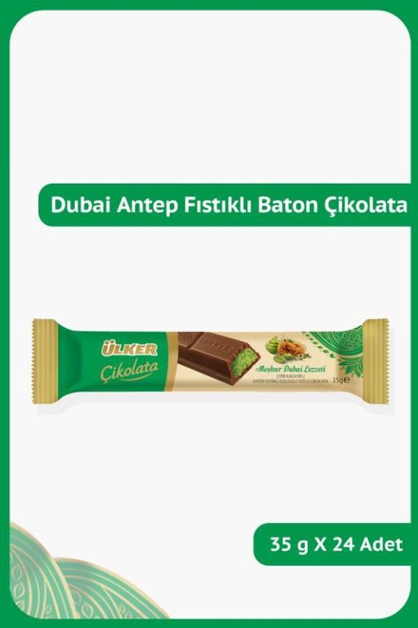 DUBAİ - Antep Fıstıklı Çıtır Kadayıflı Sütlü Çikolata - 35 gram - 24 Adet - Image 1