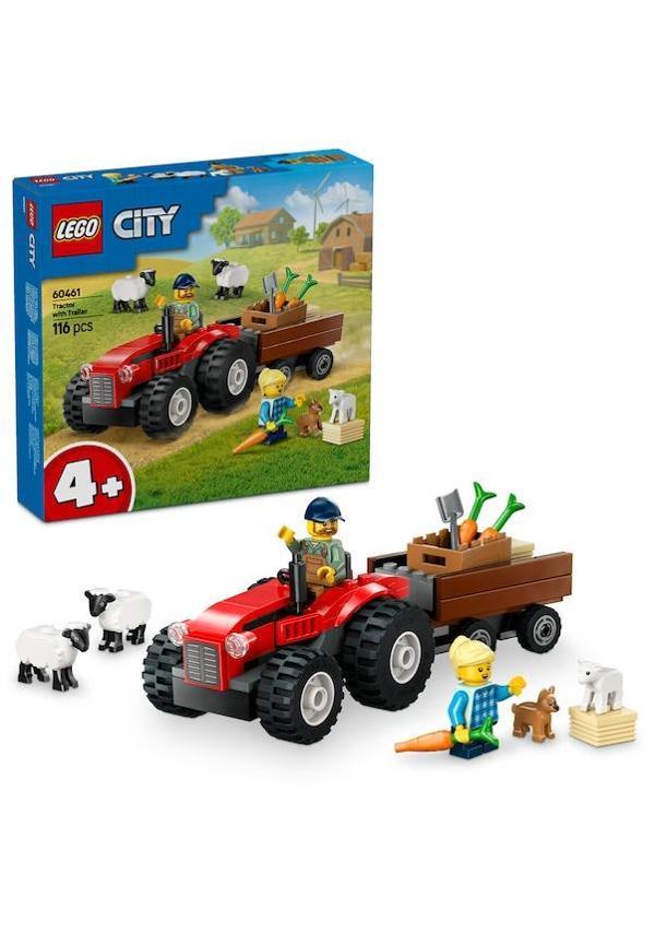 Lego City Römorklu Kırmızı Çiftlik Traktörü ve Koyun 60461 Lisanslı Ürün - Image 1