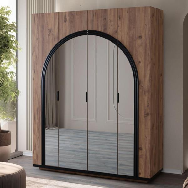 Gardırop, Hira Atlantik 4 Kapaklı Aynalı Dolap - Image 1