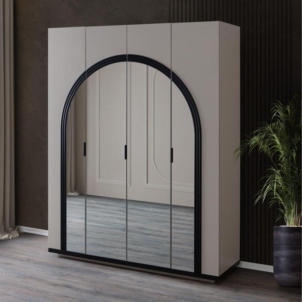 Gardırop, Hira Kumtaşı 4 Kapaklı Aynalı Dolap - Image 1