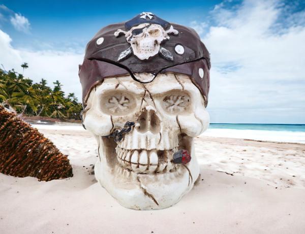 Gotik Stil Korsan Kurukafa İskelet Küllük Biblo Heykel Dekoratif Ürün Ev Hediyesi Vitrin Objesi - Image 1