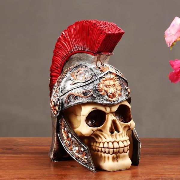 Gotik Stil Romalı Kumandan Kurukafa İskelet Biblo Heykel Dekoratif Ürün Ev Hediyesi Vitrin Objesi - Image 1