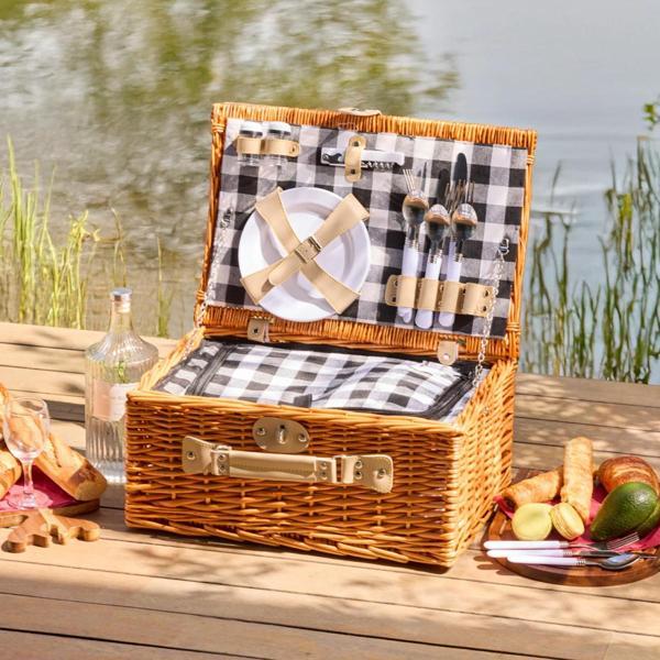 Perotti Cestino Italy Siyah Ekose Astarlı 4 Kişilik Piknik Sepeti - Image 1