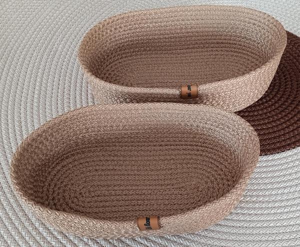 DEKORATİF 2 ADET OVAL SEPET 15*25CM ALTIN KAHVE EV BANYO JÜT ÇOK AMAÇLI DÜZENLEYİCİ ORGANİZER - Image 1