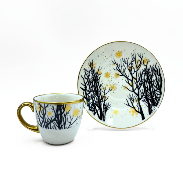 Hayat Ağacı Desenli 6'lı Kahve Takımı - Image 1