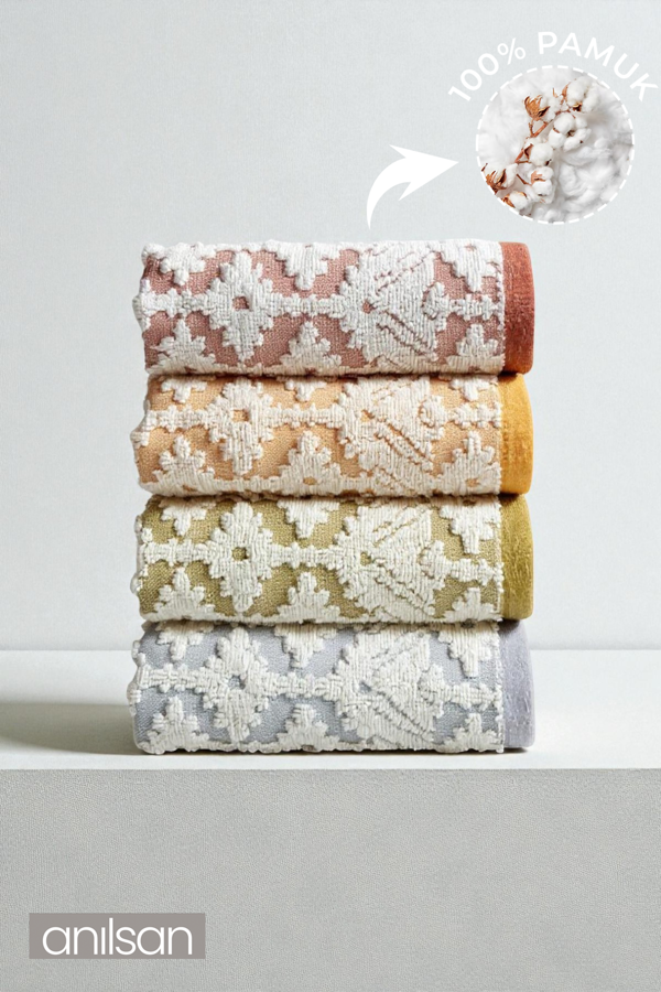 4'lü Berna El Havlusu - 50x80 Cm, 170 Gr, %100 Pamuk, Spa Ve Otel Havlusu, Günlük Kullanıma Uygun - Image 1
